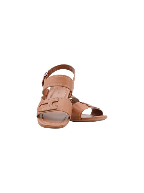 SANDALO DUE FASCE PELLE CUOIO HOGAN | HXW6850GC30KXTS003
